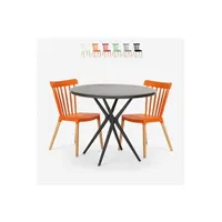 banc de jardin ahd amazing home design table design ronde noire 80cm + 2 chaises design eskil black