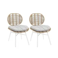 chaise de jardin jardiline lot de 2 chaises de jardin en résine tressée flores avec coussin chiné gris/beige