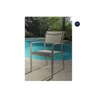 chaise de jardin jardiline lot de 4 fauteuils de jardin empilables en aluminium et textilène milos ivoire -