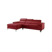canapé d'angle vente-unique canapé d'angle cuir mishima - rouge - angle gauche
