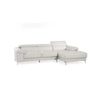 canapé d'angle vente-unique canapé d'angle en cuir solange - blanc - angle droit