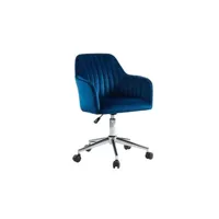 fauteuil de bureau vente-unique chaise de bureau - velours - bleu - hauteur réglable - eleana