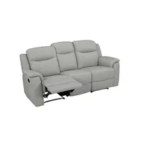 canapé droit vente-unique canapé 3 places relax evasion en cuir - gris clair