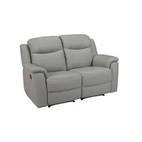canapé droit vente-unique canapé 2 places relax evasion en cuir - gris clair