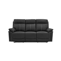 canapé droit vente-unique canapé 3 places relax électrique en cuir isiris - noir