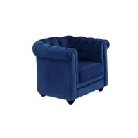 fauteuil de salon vente-unique fauteuil chesterfield - velours bleu roi