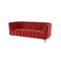 canapé droit vente-unique canapé 3 places pegoum en velours - rouge