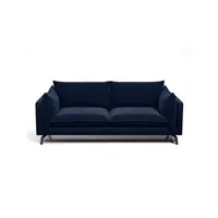 canapé droit vente-unique canapé 3 places kestrel en velours - bleu nuit de pascal morabito