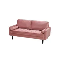 canapé droit vente-unique canapé 3 places en velours fleuet - vieux rose