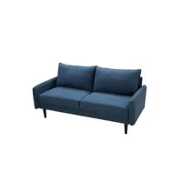 canapé droit vente-unique canapé 3 places en tissu halia - bleu