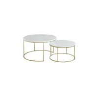 table basse vente-unique tables basses gigognes angela - marbre blanc et métal doré de pascal morabito