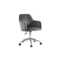 fauteuil de bureau vente-unique chaise de bureau - velours - gris - hauteur réglable - eleana
