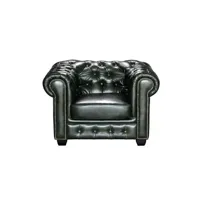 fauteuil de salon vente-unique.com fauteuil chesterfield brenton 100% cuir de buffle - vert empire