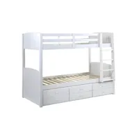lit superposé vente-unique lits superposés séparables anchise ii - 2 x 90 x 190 cm - avec rangements - pin blanc