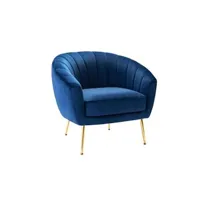 fauteuil de salon vente-unique fauteuil cabriolet en velours pablito - bleu roi