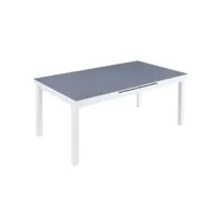 table de jardin vente-unique.com table de jardin extensible en aluminium et verre trempé grise et blanche 4 à 8 couverts - l. 180/240 cm - linosa de mylia