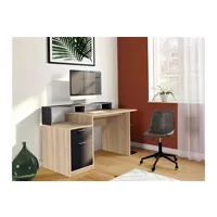meubles tv vente-unique bureau avec rangements zacharie - coloris : chêne et noir