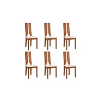 chaise vente-unique.com lot de 6 chaises silvia - hêtre massif - merisier & blanc