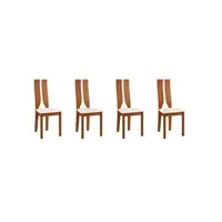 chaise vente-unique.com lot de 4 chaises silvia - hêtre massif - merisier & blanc
