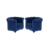 fauteuil de salon vente-unique.com lot de 2 fauteuils chesterfield - velours bleu roi