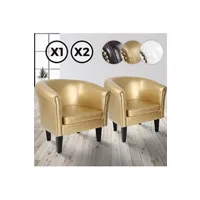 fauteuil de salon miadomodo  fauteuil chesterfield - lot de 2, en simili cuir et bois, avec eléments décoratifs en cuivre, 58 x 71 x 70 cm, doré - chaise, cabriolet, meuble de