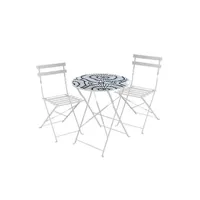 table de jardin urban living table et chaises de jardin diam 60 cm + 2 chaises de terrasse pliantes 41x46x80 cm vages