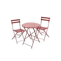 table de jardin urban living table et chaises de jardin d60 cm + 2 chaises pliantes de terrasse 41x46x80 cm zigzag cassis