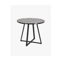 table de jardin pegane table de jardin ronde coloris blanc/ noir en céramique et acier - diamètre 90 x hauteur 76 cm - marque