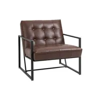 fauteuil de salon homcom fauteuil lounge chesterfield assise dossier capitonnés structure métal noir revêtement synthétique chocolat