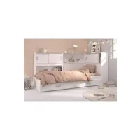 lit enfant parisot - lit enfant scoop - l90x l200 cm avec 3 meubles de rangement - contemporain
