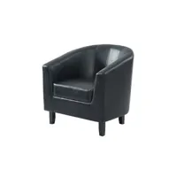 fauteuil de salon vente-unique.com fauteuil cabriolet en simili noir cristobal ii