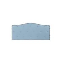 tête de lit pegane tete de lit capitonnee coloris bleu en polyester / bois d'hevea - longueur 146 x profondeur 6 x hauteur 68 cm --