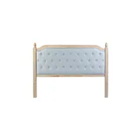 tête de lit pegane tete de lit capitonnee en bois d'hevea et lin coloris bleu / naturel - longueur 160 x profondeur 6 x hauteur 120 cm --