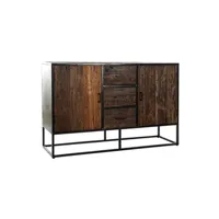 meubles tv pegane buffet meuble de rangement en bois recyclé et manguier coloris marron foncé - longueur 140 x hauteur 91 x profondeur 43 cm - -