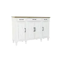 meubles tv pegane buffet meuble de rangement en bois recyclé coloris blanc vieilli et marron - longueur 160 x hauteur 42 x profondeur 105 cm - -