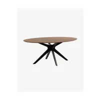 table à manger pegane table de salle à manger coloris naturel / noir en plaquage en noyer et bois d'hévéa - longueur 180 x profondeur 110 x hauteur 75 cm - -