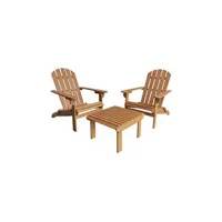 fauteuil de jardin sweeek lot de 2 fauteuils de jardin en bois avec un repose-pieds/table basse - adirondack salamanca - eucalyptus chaises de terrasse retro