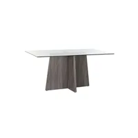 table à manger pegane table à manger table repas en mdf coloris gris et plateau en verre - longueur 160 x hauteur 90 x profondeur 75 cm --