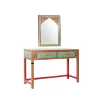 console pegane console meuble console en bois de manguier et acrylique, motif assortis avec miroir - -