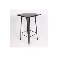table à manger kosmi table noire haute carrée 60x60cm mange debout style industriel en métal modèle factory loft