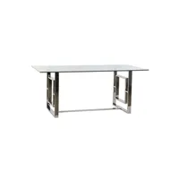 table à manger pegane table à manger / table de salle à manger rectangulaire en acier et verre - longueur 180 x hauteur 75 x profondeur 90 cm --