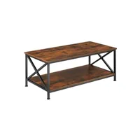 table basse tectake table basse pittsburgh 100x55x45,5cm - bois foncé industriel, rustique