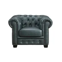 fauteuil de salon vente-unique.com fauteuil chesterfield brenton 100% cuir de buffle premium - vert de gris