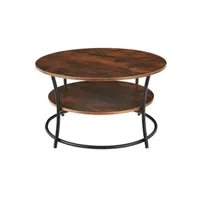 table basse tectake table d'appoint cromford 80x46cm - bois foncé industriel, rustique