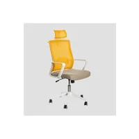 fauteuil de bureau sklum chaise de bureau avec roulettes et accoudoirs teill colors orange abricot - beige lin 119 - 126,5 cm
