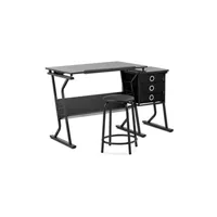 accessoires pour bureau fromm & starck table à dessin inclinable - 90 x 60 cm - avec tabouret et table latérale