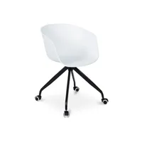 fauteuil de bureau generique chaise de bureau design avec accoudoirs et roues blanc - métal, pp iconik interior