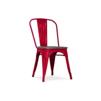 chaise generique chaise bistrot metalix assise en bois nouvelle édition - métal rouge
