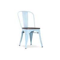 chaise generique chaise bistrot metalix assise en bois nouvelle édition - métal bleu clair