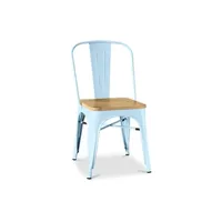 chaise generique chaise bistrot metalix carrée en bois - métal bleu clair
